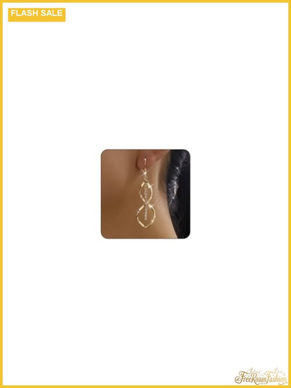14K Gold Plated Double Linear Hoop Dangle Drop Earrings for Women